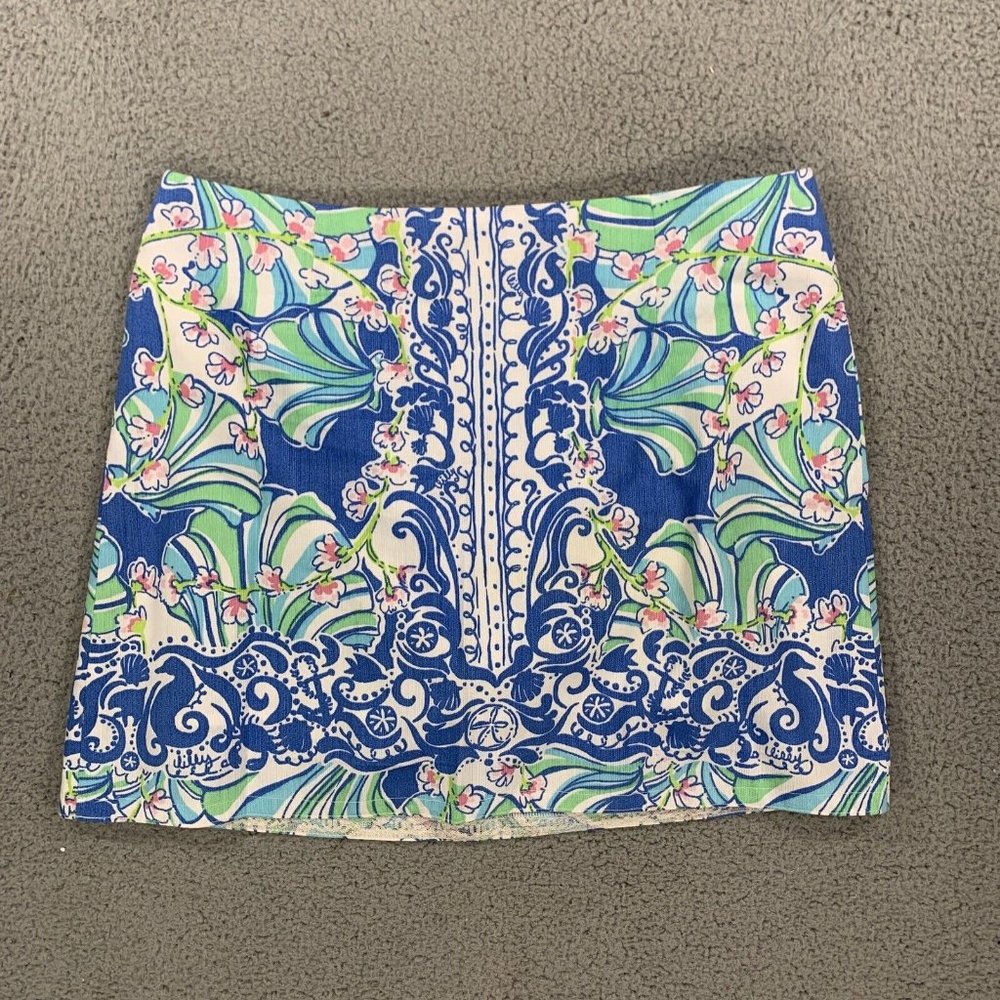 Floral Blue and Green Women's Skirt